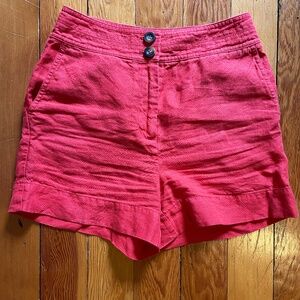 Boden Women’s Red Cornwall Linen Short US Size 2 Flat Front